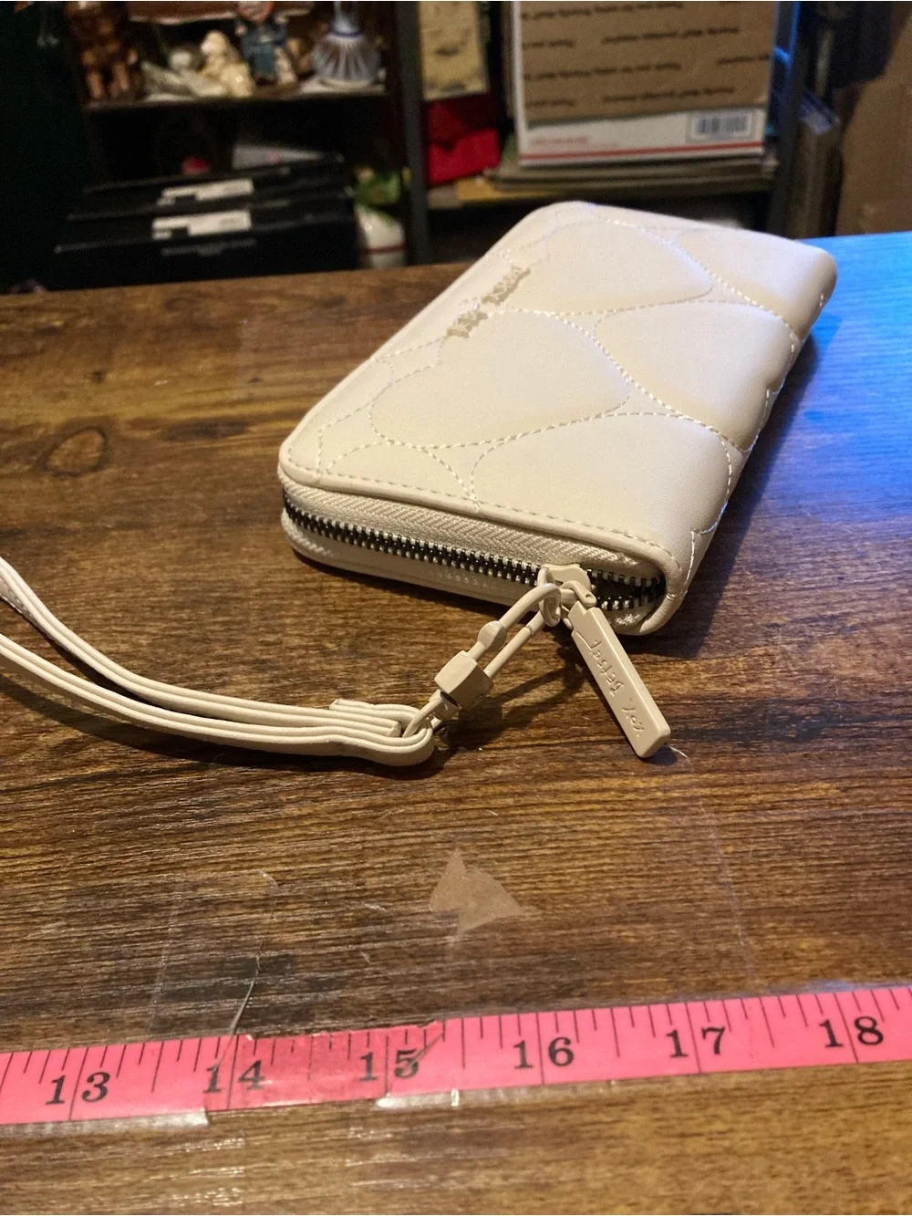 Betsey Johnson cream zip around wallet